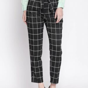 Black Check Pent Pattern Ankle Length for Girls & Women