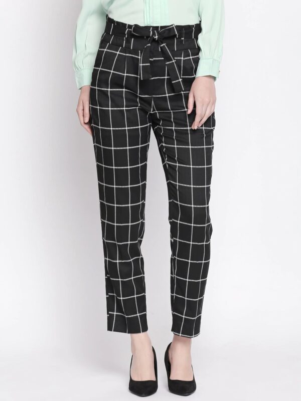 Black Check Pent Pattern Ankle Length for Girls & Women