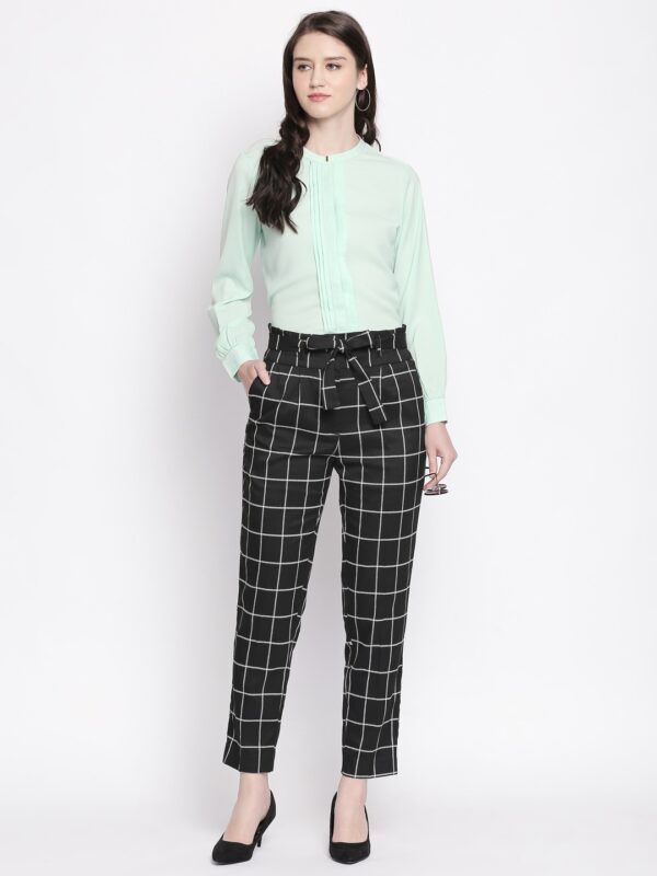 Black Check Pent Pattern Ankle Length for Girls & Women - Image 2