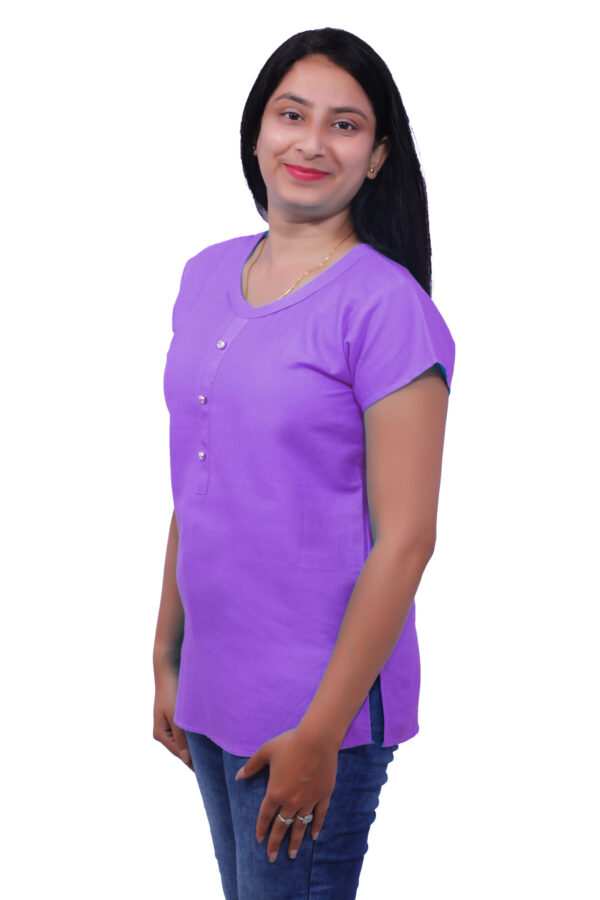AEMILIA Casual Regular Sleeves Solid Women Purple Top