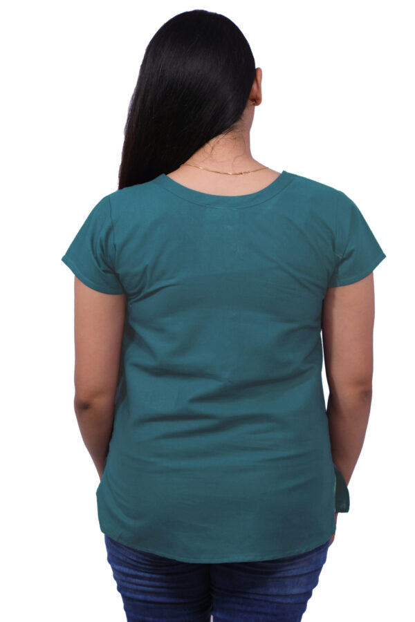 AEMILIA Casual Regular Sleeves Solid Women Teal Top - Image 3