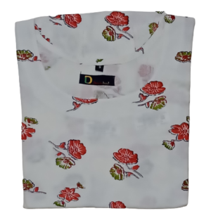 Flower Print - Rayon Cap Sleeve Kurti