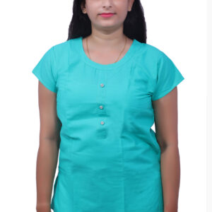 AEMILIA Casual Regular Sleeves Solid Women Turquoise Top