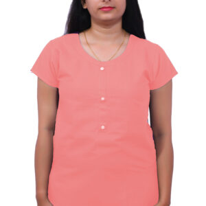 AEMILIA Casual Regular Sleeves Solid Women Peach Top