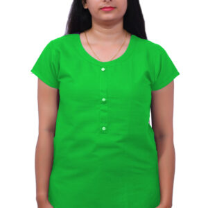 AEMILIA Casual Regular Sleeves Solid Women Parrot Green Top