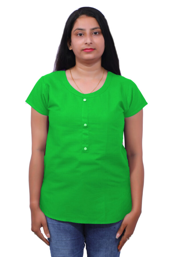 AEMILIA Casual Regular Sleeves Solid Women Parrot Green Top