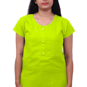 AEMILIA Casual Regular Sleeves Solid Women Lime Top
