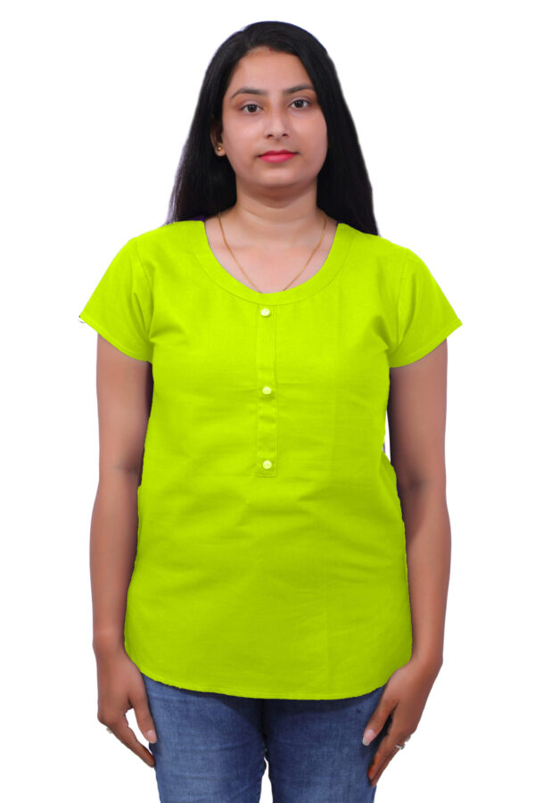 AEMILIA Casual Regular Sleeves Solid Women Lime Top