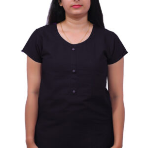 AEMILIA Casual Regular Sleeves Solid Women Black Top