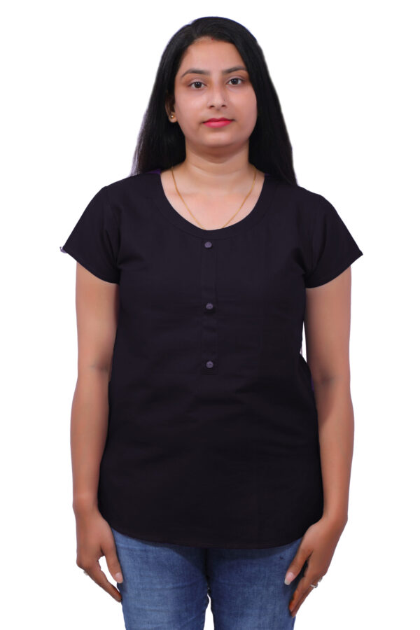 AEMILIA Casual Regular Sleeves Solid Women Black Top