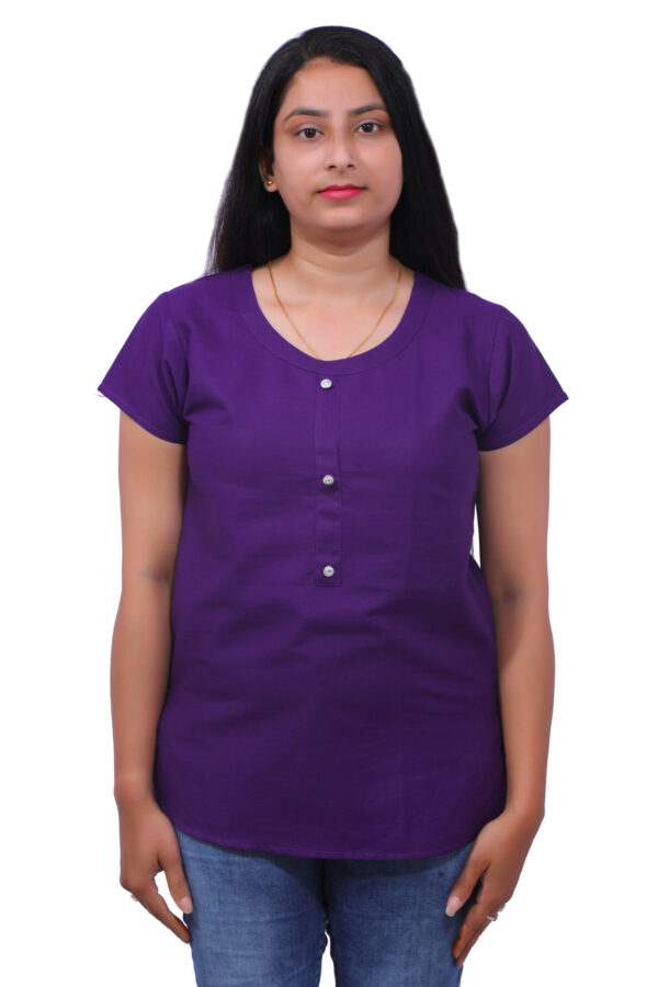 AEMILIA Casual Regular Sleeves Solid Women Dark Purple Top - Image 5