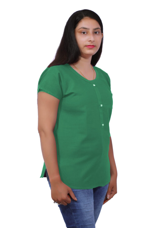 AEMILIA Casual Regular Sleeves Solid Women Green Top - Image 2