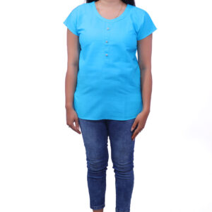 AEMILIA Casual Regular Sleeves Solid Women Sky Blue