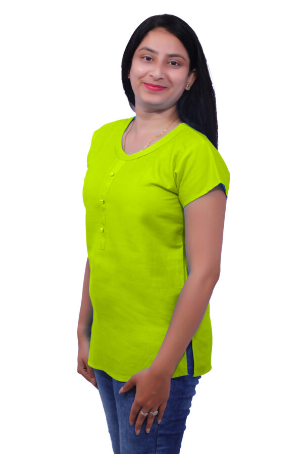 AEMILIA Casual Regular Sleeves Solid Women Lime Top - Image 4