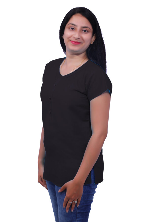 AEMILIA Casual Regular Sleeves Solid Women Black Top - Image 4