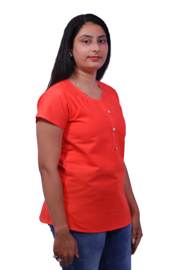 AEMILIA Casual Regular Sleeves Solid Women Orange Top - Image 4