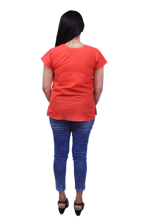 AEMILIA Casual Regular Sleeves Solid Women Orange Top - Image 3