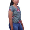 Sencible  Casual Regular Sleeves Floral Print Women Grey Top - Image 4