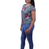 Sencible  Casual Regular Sleeves Floral Print Women Grey Top - Image 2