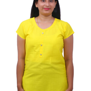 AEMILIA Casual Regular Sleeves Solid Women Yellow Top