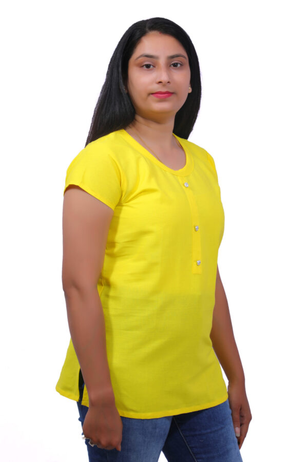 AEMILIA Casual Regular Sleeves Solid Women Yellow Top - Image 4