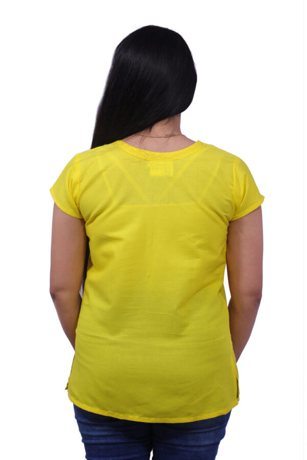 AEMILIA Casual Regular Sleeves Solid Women Yellow Top - Image 3