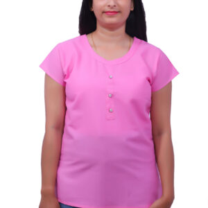 AEMILIA Casual Regular Sleeves Solid Women Pink Top