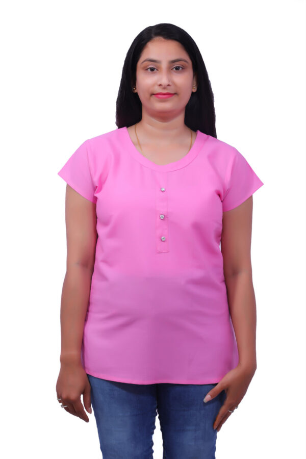 AEMILIA Casual Regular Sleeves Solid Women Pink Top