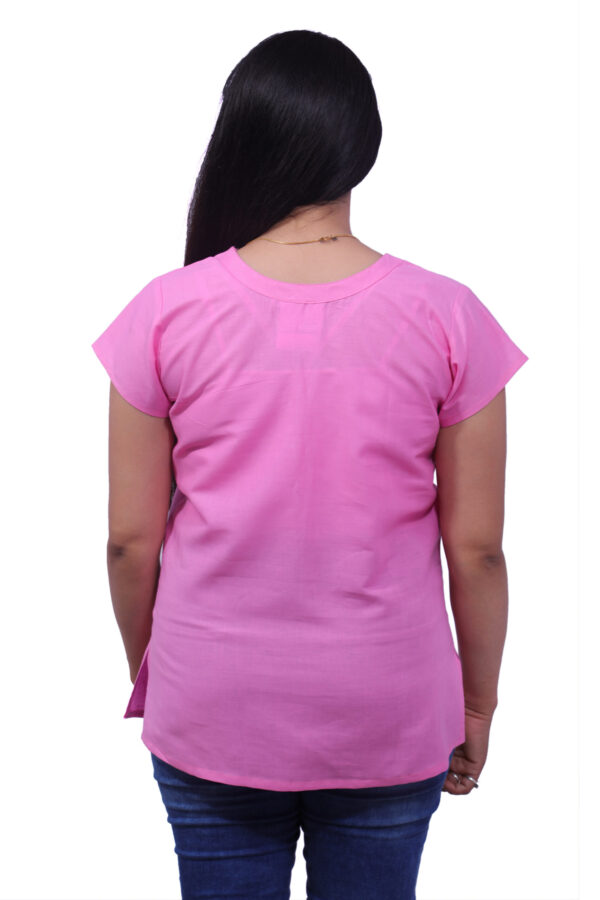 AEMILIA Casual Regular Sleeves Solid Women Pink Top - Image 4