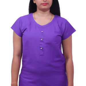 AEMILIA Casual Regular Sleeves Solid Women Purple Top