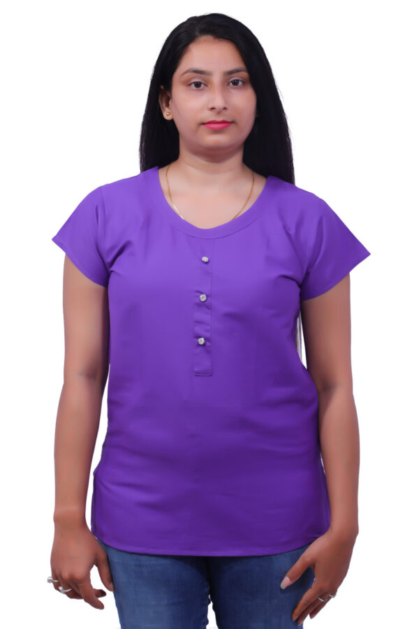 AEMILIA Casual Regular Sleeves Solid Women Purple Top