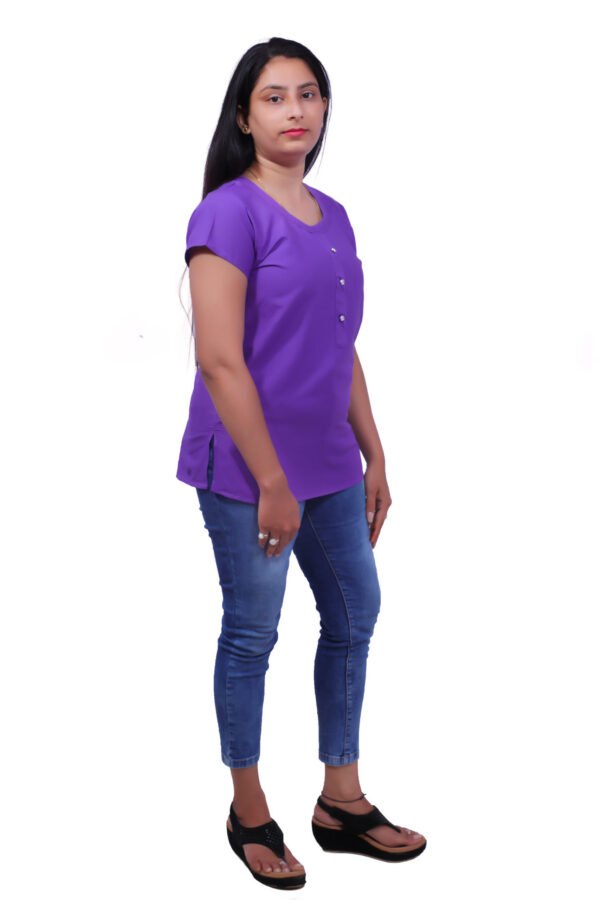 AEMILIA Casual Regular Sleeves Solid Women Purple Top - Image 4