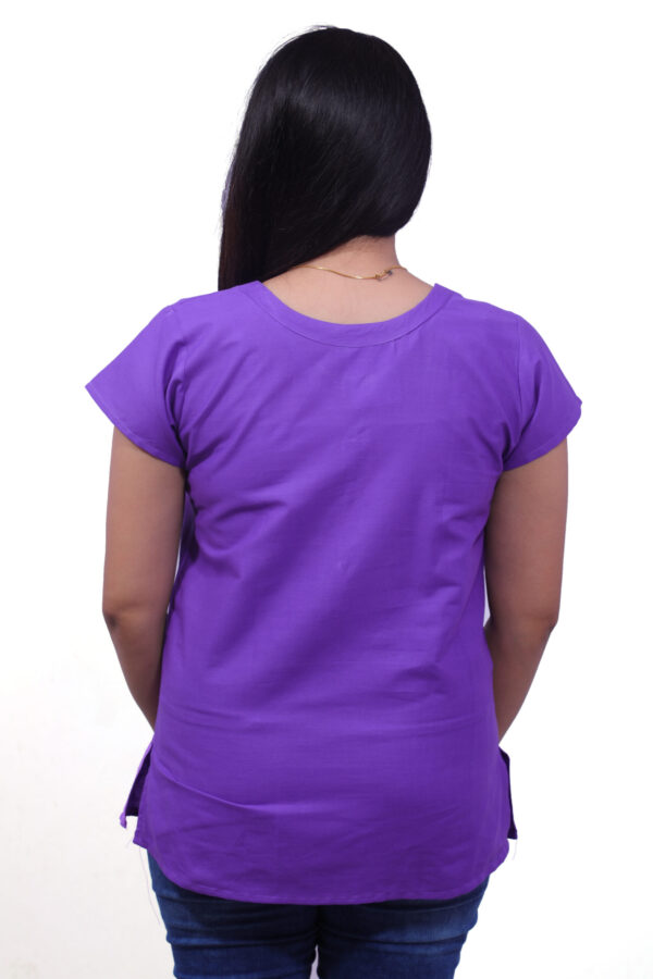 AEMILIA Casual Regular Sleeves Solid Women Purple Top - Image 3