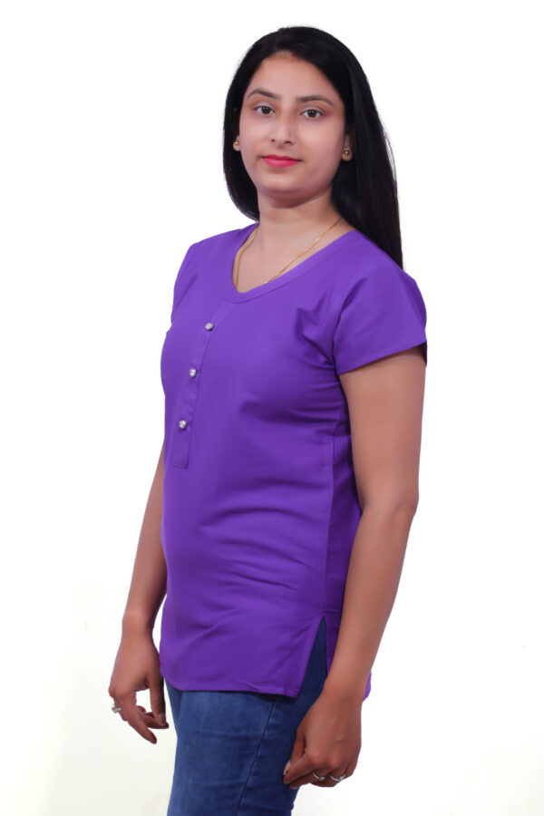 AEMILIA Casual Regular Sleeves Solid Women Purple Top - Image 2
