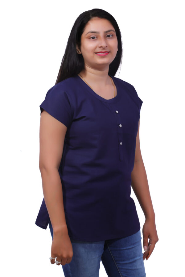 AEMILIA Casual Regular Sleeves Solid Women Navy Blue Top - Image 4