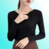 New Picco Full sleeve women top / SHAMSHER FASHION Stylish full sleeves frillee rib tops /Full Sleeve Piko top for Woman & Girls/ Casual Regular Sleeves Solid Women Black Top - Image 4