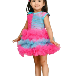 KIDS NET FROCK RANI PINK AND BLUE(20 SIZE)