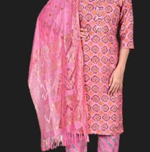 D Capsule Print Kurti With Pant and Dupatta