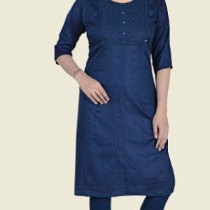 Two Tone Tika Work Kurtis Women Navy Blue Colors