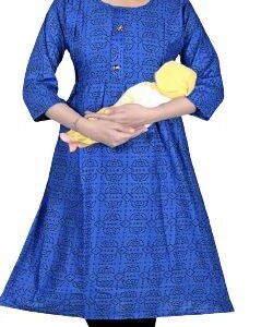 Women Blue Feeding Kurtis with Chain