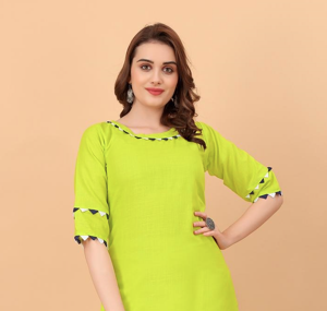 RAYON DESIGNER KURTIS-LIME COLOR