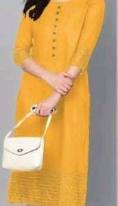 RAYON DESIGNER KURTIS-YELLOW COLOR