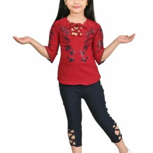 KIDS -TOP WITH PANT MAROON COLOR (26-28-30)