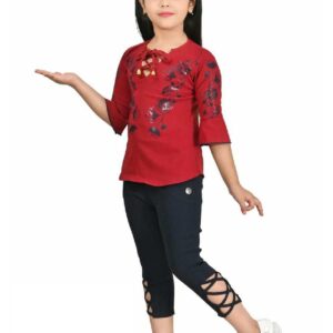 KIDS TOP WITH PANT MAROON COLOR (32-34)