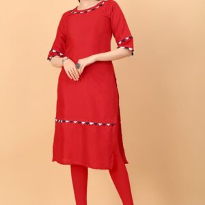 RAYON DESIGNER KURTIS-RED COLOR