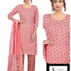 D Capsule Flower Print Kurti With Pant and Dupatta - Image 4