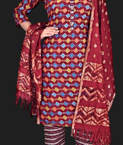 D Capsule Flower Print Kurti With Pant and Dupatta