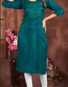 Tildi work silk kurti for women.