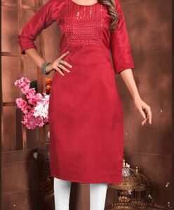 Tildi work silk kurti for women.
